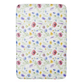 Blue Red Watercolor Wildflower Badematte (Vorderseite Vertikal)