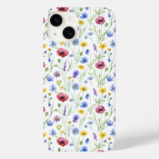 Blue Red Watercolor Wildflower Case-Mate iPhone Hülle (Rückseite)