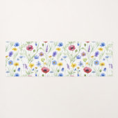 Blue Red Watercolor Wildflower Yogamatte (Rückseite (Horizontal))