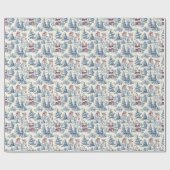 Blue & Red Weihnachtsmann Toile Geschenkpapier (Flach)