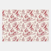 Blue & Red Weihnachtsmann Toile Geschenkpapier Set (Vorderseite)