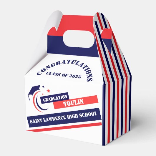 Blue Red White Abschluss 2025 Custom Party Geschenkschachtel (Rückseite)