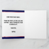 Blue Red White Abschluss Classic Dankeskarte (Innenseite)