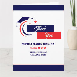 Blue Red White Abschluss Classic Dankeskarte