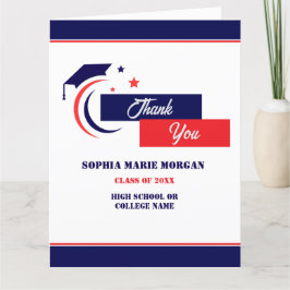 Blue Red White Abschluss Classic Dankeskarte