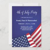 Blue Red White American Flag Moderne 4. Juli Einladung (Vorderseite)