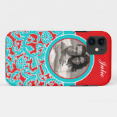 Blue, Red, White Damask iPhone 5 Fall mit Foto Case-Mate iPhone Hülle (Rückseite (Horizontal))