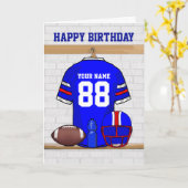 Blue Red White Football Jersey Happy Birthday Karte (Gelbe Blume)
