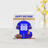 Blue Red White Football Jersey Happy Birthday Karte (Gelbe Blume)