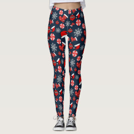 Blue Red White Frohe Weihnachten Leggings