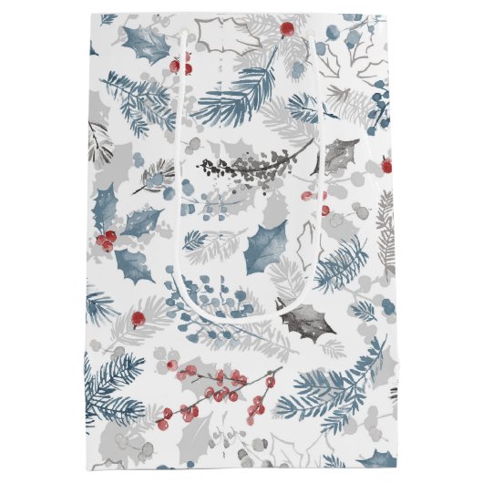 Blue Red White Holiday Folies Weihnachten Mittlere Geschenktüte (Rückseite)