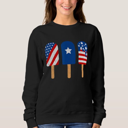 Blue Red White Ice Cream American Flag Funny 4th O Sweatshirt (Vorderseite)