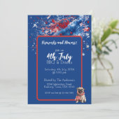 Blue Red White Puppy 4. Juli Einladung (Stehend Vorderseite)