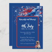 Blue Red White Puppy 4. Juli Einladung (Vorne/Hinten)
