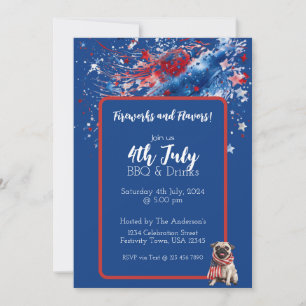 Blue Red White Puppy 4. Juli Einladung