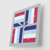 Blue Red White Quadratische Wanduhr (Winkel)