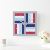 Blue Red White Quadratische Wanduhr (Zuhause)
