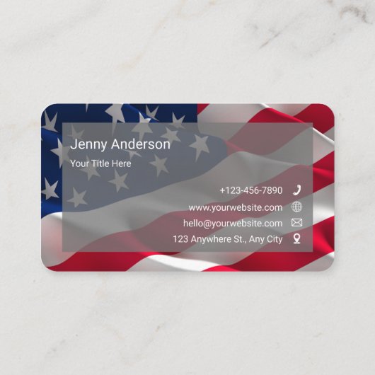Blue Red White Simple Minimalistisch American Flag Visitenkarte (Rückseite)