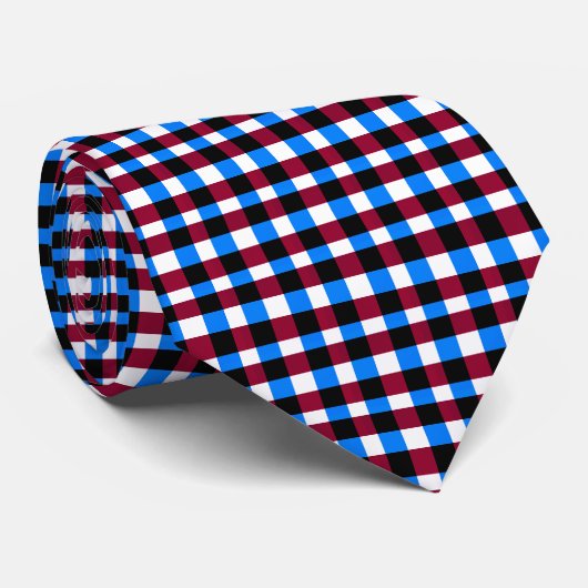 Blue Red White Squares Krawatte (Gerollt)