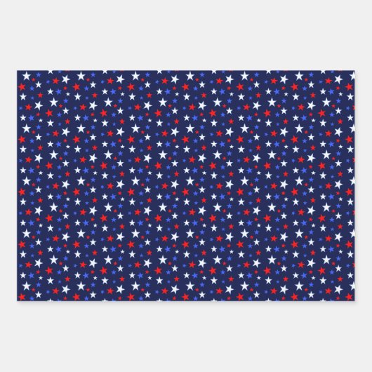 Blue Red White Stars Geschenkpapier Set (Vorderseite 2)