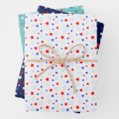 Blue Red White Stars Geschenkpapier Set (Beispiel)