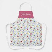 Blue Red Wildflower Botanical Custom Name  Schürze (Vorderseite)