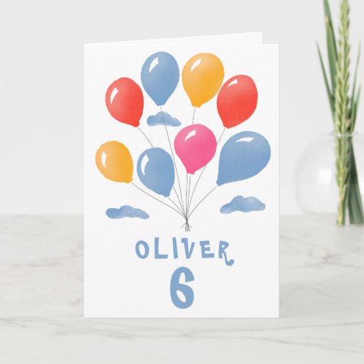Blue Red Yellow Balloons Boy Birthday Card Karte (Vorderseite)