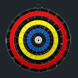 Blue Red & Yellow Circles auf schwarz Dartscheibe<br><div class="desc">Blau-rote und gelbe Kreise auf schwarz.</div>
