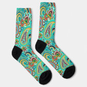 Blue Red Yellow Paisley Socken (Rechts)