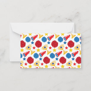 Blue Red Yellow Stars Cheerleader Megaphone Pom Mitteilungskarte