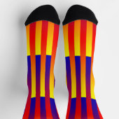 Blue Red Yellow Striped Pattern Socken (Oben)