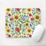 Blue Red Yellow Sunflowers Italian Floral Mousepad<br><div class="desc">Blue Red Yellow Sunflowers Italian Floral</div>