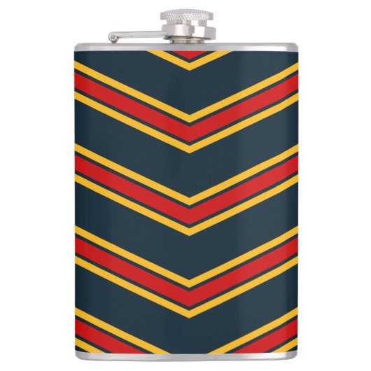 Blue Red Zickzack Stripes Cutting Board Flachmann (Vorderseite)