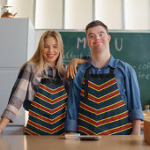 Blue Red Zickzack Stripes Cutting Board Schürze