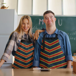 Blue Red Zickzack Stripes Cutting Board Schürze