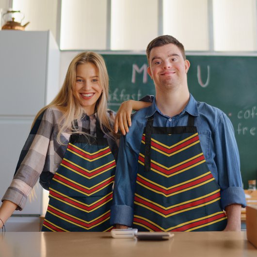Blue Red Zickzack Stripes Cutting Board Schürze