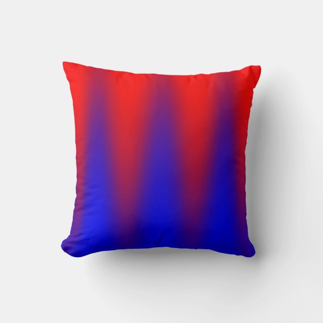 Blue Red Zigzag Ikat Print Kissen (Vorderseite)