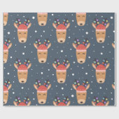 Blue Rédeer Rustic Niedlich Whimsical Fun Holiday Geschenkpapier (Flach)
