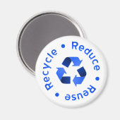 Blue Reduce Wiederverwendung Gerecycelt Magnet (Vorderseite/Rückseite)