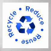 Blue Reduce Wiederverwendung Gerecycelt Poster (Vorne)