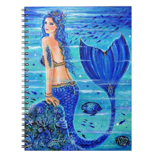 Blue Reef Mermaid Notebook von Renee Lavoie Notizblock (Vorderseite)
