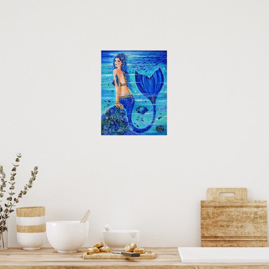 Blue Reef Mermaid Poster von Renee Lavoie (Küche)