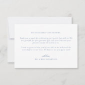 Blue Regency Floral Wappen Monogram Wedding Dankeskarte (Rückseite)