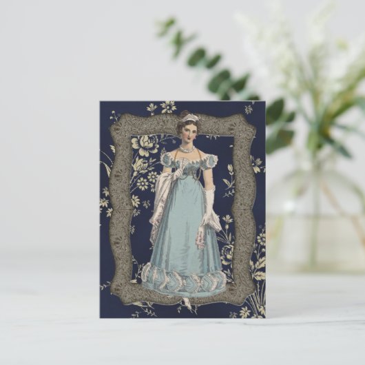 Blue Regency Lady Postkarte (Stehend Vorderseite)