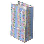 Blue Regency Rose kleine Geschenktasche Geschenktüte (Rückseite Schrägansicht)
