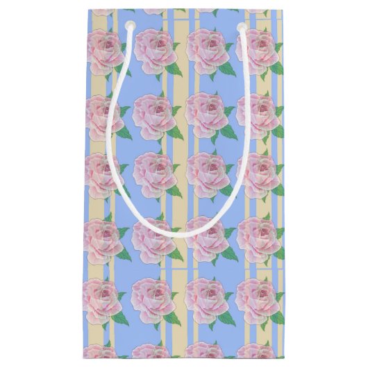 Blue Regency Rose kleine Geschenktasche Geschenktüte (Vorderseite)