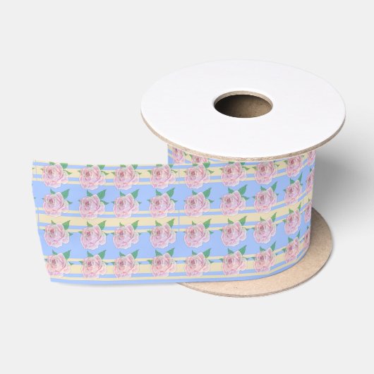 Blue Regency Rose Satin Ribbon Satinband (Spule)