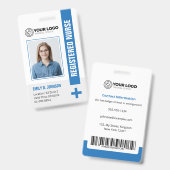 Blue Registered Nurse RN Foto & Strichcode Ausweis (Vorder- & Rückseite)
