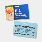 Blue Registered Therapy Animal Custom Photo ID Ausweis (Vorder- & Rückseite)