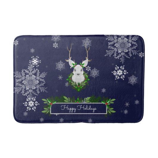 Blue Reindeer Bath Mat Badematte (Vorderseite)